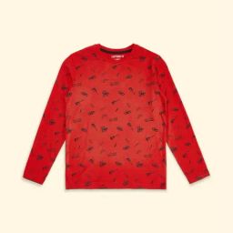 Pantaloons Junior Red Cotton Printed Full Sleeves T-Shirt-image-69