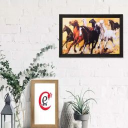 eCraftIndia Lucky Running Horses Matt Textured UV Art Painting-11