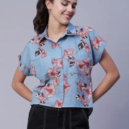 Moomaya Multicolor Cotton Floral Print Shirt-image-43