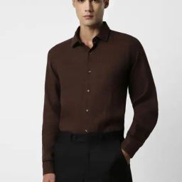 Van Heusen Brown Linen Regular Fit Shirt-image-62