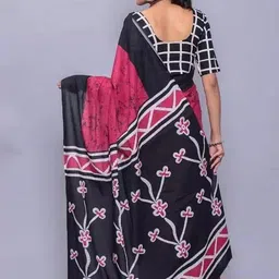 JALTHER Ethnic Motifs Linen Blend Block Print Saree image 4