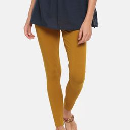 Go Colors Women Mustard Yellow Solid Ankle-Length Leggings-43