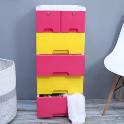 The Tickle Toe Kids Pink & Yellow Durable & Eco-Friendly 6-Drawer Storage Chest-picture-8