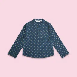 Indus Route by Pantaloons Kids Blue Printed Full Sleeves Kurta-image-72