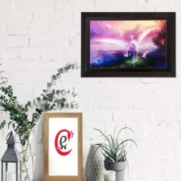 eCraftIndia Lucky White Horse with Feather Matt Textured UV Art Painting-10