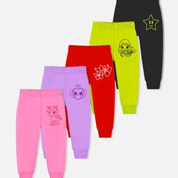 YK X Trampoline Kids Pack Of 5 Printed Cotton Joggers-image-56