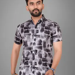 Metronaut Men Spread Collar Abstract Printed Elastane Casual Shirt-image-18