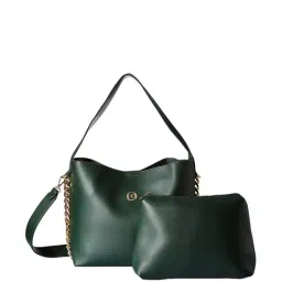 Gio Collection Green Solid Hobo Handbag with Pouch-image-79