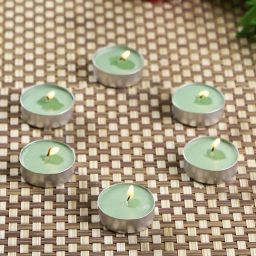 HOSLEY Green & Silver Wax Tea Light Candle - Set of 60-39