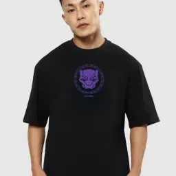 Bewakoof Jet Black Loose Fit Graphic Print Oversized Crew T-Shirt-picture-19