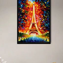 Art Street Eiffel Tower Paris Scenery Design Printed Multicolor Engineered Wood Wall Art-14