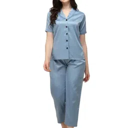 Smarty Pants Blue Satin  Shirt With Pyjamas-image-4