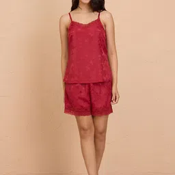 Nykd Women Square Neck Sleeveless Night suit NYS921-Red-RED-image-6