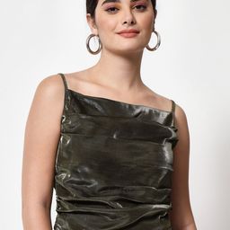 Orchid Blues Women Olive Green Cowl Neck Top-image-94