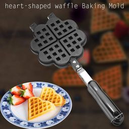 dr mall Heart Shape Non Stick Waffle Maker Machine with Comfortable Handle for Kitchen Gas Stove Waffle Maker Pan Press Plate Cooking Baking Tool with Long Handle, Low Power Consumption image 2