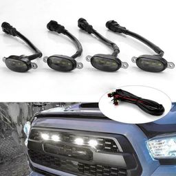 MONARCHIE Car Grill Universal Daytime Running 4 LED 4 PCS 12W light Smoke Shell Compatible with All Cars image 2