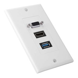 EXCLUZO USB Socket, ABS Easy Connection Flexible Wiring Wall Socket with Screws for Engineering Wiring image 1