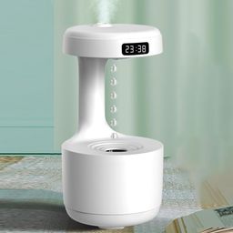 DRUMSTONE (𝐖𝐢𝐧𝐭𝐞𝐫 𝐎𝐟𝐟𝐞𝐫 𝟏𝟕 𝐘𝐞𝐚𝐫 𝐖𝐚𝐫𝐫𝐚𝐧𝐭𝐲) Anti-Gravity Cool Mist Humidifier – 800ml Desktop Humidifier with Water Drop Design Silent Operation LED Clock Display image 2
