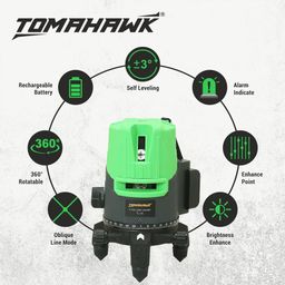 tomahawk TOMAHAWK® Plastic Professional 2-Line 3D Cross Self Leveling Laser Level, Horizontal and Vertical Green Laser Line (02-N-2Line level) image 4