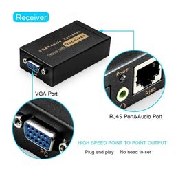 ruhza VGA Extender Adapter, VGA Video Extenders over Cat5e/6 Ethernet Cable with Audio Support up to 100M (328ft/100m, Sender+Receiver) PACK OF 1 image 3