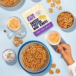 Atom Eats | Salted Pretzel Mini Knots & Mini Sticks Combo - (Pack of 4) 30g Each | Crunchy Namkeen Snacks, Perfect Party Food, On-the-Go, Dipping & Snack Box | Delicious & Imported Quality image 5