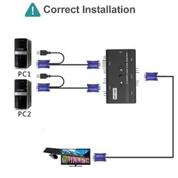 MT-ViKI USB VGA KVM Switch 2 Ports w/Cables, 260KL Switcher Selector for PC Computers USB/wirless Keyboard Mouse image 5