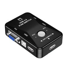 2 Port KVM Switch USB 2.0 KVM Switch Box to Control up to 2 Computers 2 in 1 Out Switch USB Keyboard Mouse Sharing Device for Computer, PC, Laptop, Desktop, Monitor, Printer, Keyboard image 1