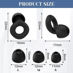CESITRA 2 Ear Plugs for Noise Reduction, Soft Silicone Earplugs for Noise Cancelling, Ear Buds for Sleeping, Flight Travel, Studying - Includes 6 Ear Tips (S/M/L), Black image 2