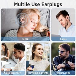 CESITRA 2 Ear Plugs for Noise Reduction, Soft Silicone Earplugs for Noise Cancelling, Ear Buds for Sleeping, Flight Travel, Studying - Includes 6 Ear Tips (S/M/L), Black image 3