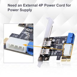 pomya PCI-E to USB 3.0 PCI Express Card, 5 Gbps 2-Port PCIe to USB Expansion Card Adapter with Front 19PIN Power Connector Interface for Desktops image 4