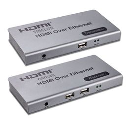 Microware 200 Meter KVM 3D HDMI Extender Cat6 KVM Over TCP/IP HDMI Extension Cable Ultra Clarity 2. 0 with Ethernet Up to 390ft Support 3D Full HD 1080P 2Pack with Sender and Receiver image 1