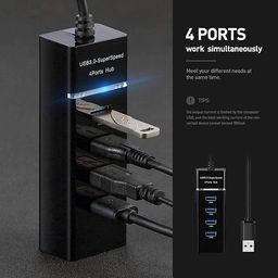 KAVTRON USB3.0 Hub, High Speed 4 Port Hub for pendrive, Keyboard & Mouse, Printers, Card Rader, Speaker, Camera, TV, Mobile, iPhone iPods etc | USB 3.0 4 Port Hub | (Black/White) image 5