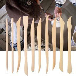 Levin 10 Pcs Wooden Clay Carving Modeling Tool Sculpture Tools Polymer Pottery Dough Modeling Tools image 3