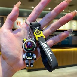 bowiemall Polyvinyl Chloride (Pvc) Space Astronaut Keychain Pilot Bear Strap Keychain Keyrings Creative Cool Cute Kawaii Keychains For Backpacks Key, Black image 4