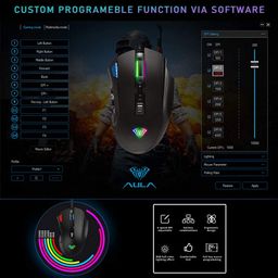 Aula H512 Wired Gaming Mouse with 6 Programmable Side Buttons, Ergonomic Optical 7 RGB Backlit, Adjustable 6 Mode DPI for Professional Gamers Computer Mice for PC/MAC (Black) image 5
