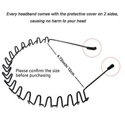 Metal Headbands, WantGor 2 Pack Fashion Unisex Black Hairband Spring Wave Non Slip Sports Headwear Hair Hoop Hair Accessories image 2