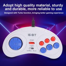 Shanrya Gamepad, Turbo Function Design Game Console White Classic Appearance with Comfortable Hand Feeling for Sega image 4