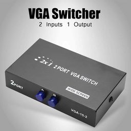 Meshiv 2 in 1 out 2 Port VGA Switch with Press Button Two Way VGA Video Switch for PC TV Monitor (Black) image 2