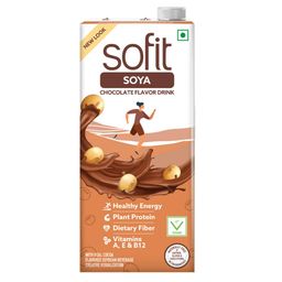 SOFIT Soya Drink Chocolate Flavored,1000Ml-Pack Of 3 (3 X 1000Ml)|Vegan Drink|Enriched Goodness Of/Source Of Plant Protein,Dietary Fibers,Vitamins & Calcium|Naturally Lactose Free image 1