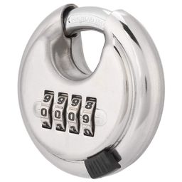 GLIVE (LABEL) Combination Locks 4 Digit Combination Disc Padlock Keyless Heavy Duty Combo Lock Locker Lock Set Your Own Combination Padlock (Steel, Silver) image 1