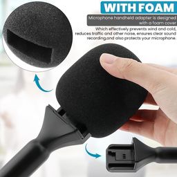 ZODUCT Wireless Microphone Handheld Adapter Stick for Interview, YouTube Video & Poscast | Reduce Wind Noise with Windshield Foam | Plug and Play Portable Micrphone Stick image 2