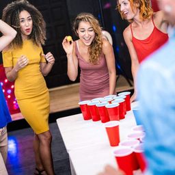 Tickles Pack of 24, Beer Pong Glasses with Free Ping Pong Balls Set, Easy Grip Reusable Drinking Party Cups for Iced Tea, Punch, Cocktail, Couple, Ladies Games (Color: Red Size: 475 ml) image 4