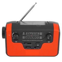 yjxpp Red Emergency Radio with Solar Portable Hand Crank Multiband AM/FM/SW Bluetooth Card Plug-in Radio Multi-function LED Flashlight Lamp(Red) image 3