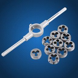 KANAbee Tap and Die Set 11PCS/Set External Threading Tool M6 M7 M8 M10 M12 Bearing Steel Threading Tool External Thread Tapping Tool Kit image 2