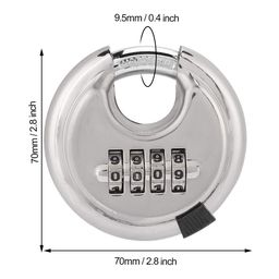 GLIVE (LABEL) Combination Locks 4 Digit Combination Disc Padlock Keyless Heavy Duty Combo Lock Locker Lock Set Your Own Combination Padlock (Steel, Silver) image 5