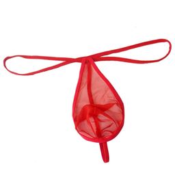 myza Men's G-String Thong in Net Fabric - Low Rise, Conical Pouch, Solid Colors image 3