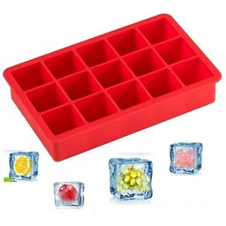 Zollyss Ice Cube Trays, 2 Pack Large Silicone Molds, Easy-Release 15-Ice Each Tray Makes 30 Cubes, Stackable Flexible, Multicolor image 4