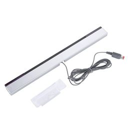 Wii Sensor Bar, Wired Infrared Ray Sensor Bar Compatible with Wii and Wii U Console Wii Motion Sensor Bar, Includes Clear Stand, White image 1