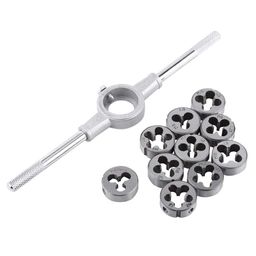 KANAbee Tap and Die Set 11PCS/Set External Threading Tool M6 M7 M8 M10 M12 Bearing Steel Threading Tool External Thread Tapping Tool Kit image 1