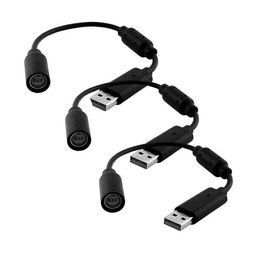 MEIZHEN Replacement Dongle USB Controller Breakaway Cable Cord Game Controller Adapter for Xbox 360 PC Wired Controller Rock Band and Guitar Hero - Black (3 Pack) image 1